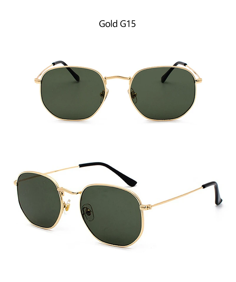 Hexagon Men Women Sunglasses Square Polygon Sun Glasses Brand Designer Retro Shades Metal Frame Eyewear TOP UV400 De Sol Hombre