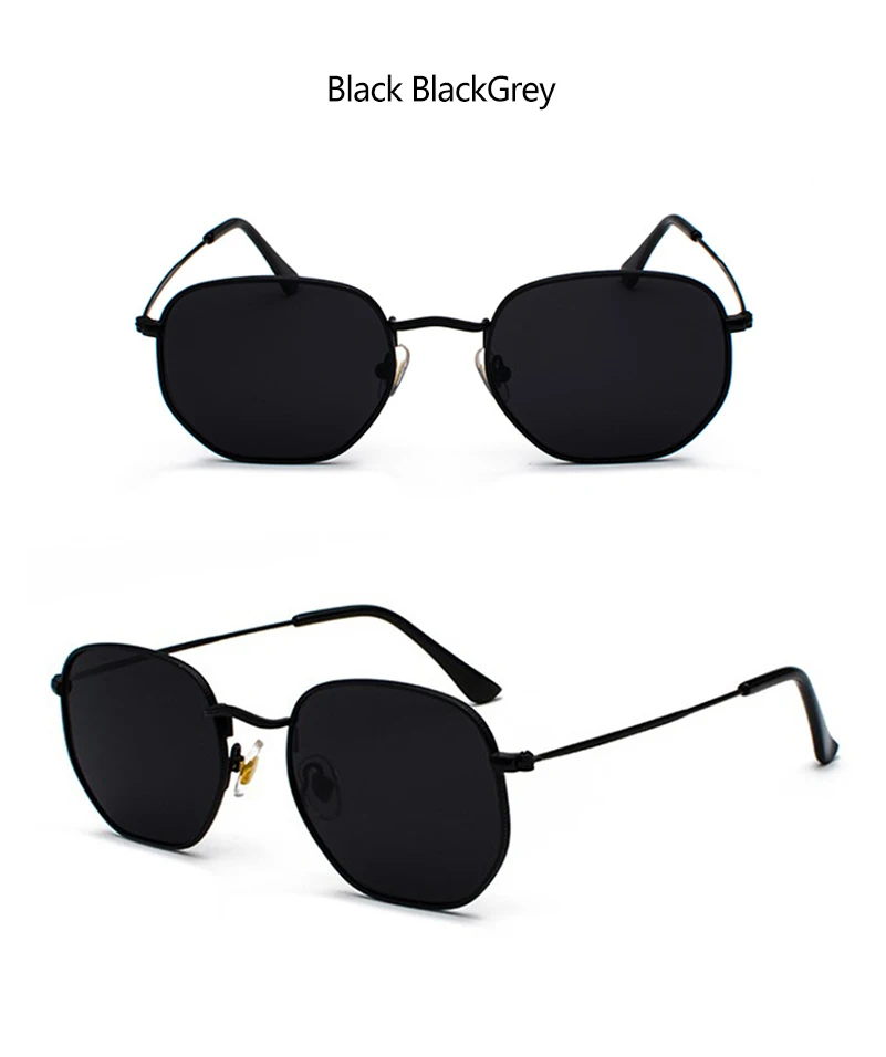 Hexagon Men Women Sunglasses Square Polygon Sun Glasses Brand Designer Retro Shades Metal Frame Eyewear TOP UV400 De Sol Hombre