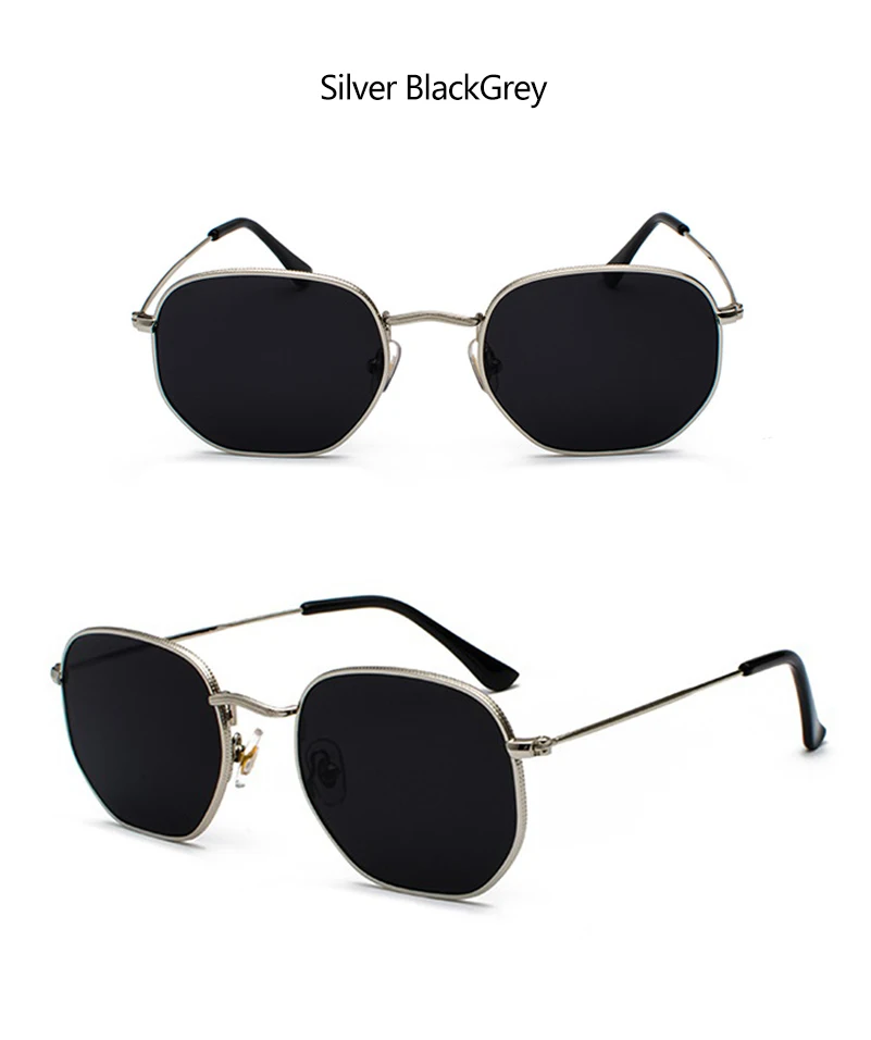 Hexagon Men Women Sunglasses Square Polygon Sun Glasses Brand Designer Retro Shades Metal Frame Eyewear TOP UV400 De Sol Hombre
