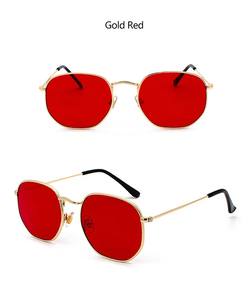 Hexagon Men Women Sunglasses Square Polygon Sun Glasses Brand Designer Retro Shades Metal Frame Eyewear TOP UV400 De Sol Hombre