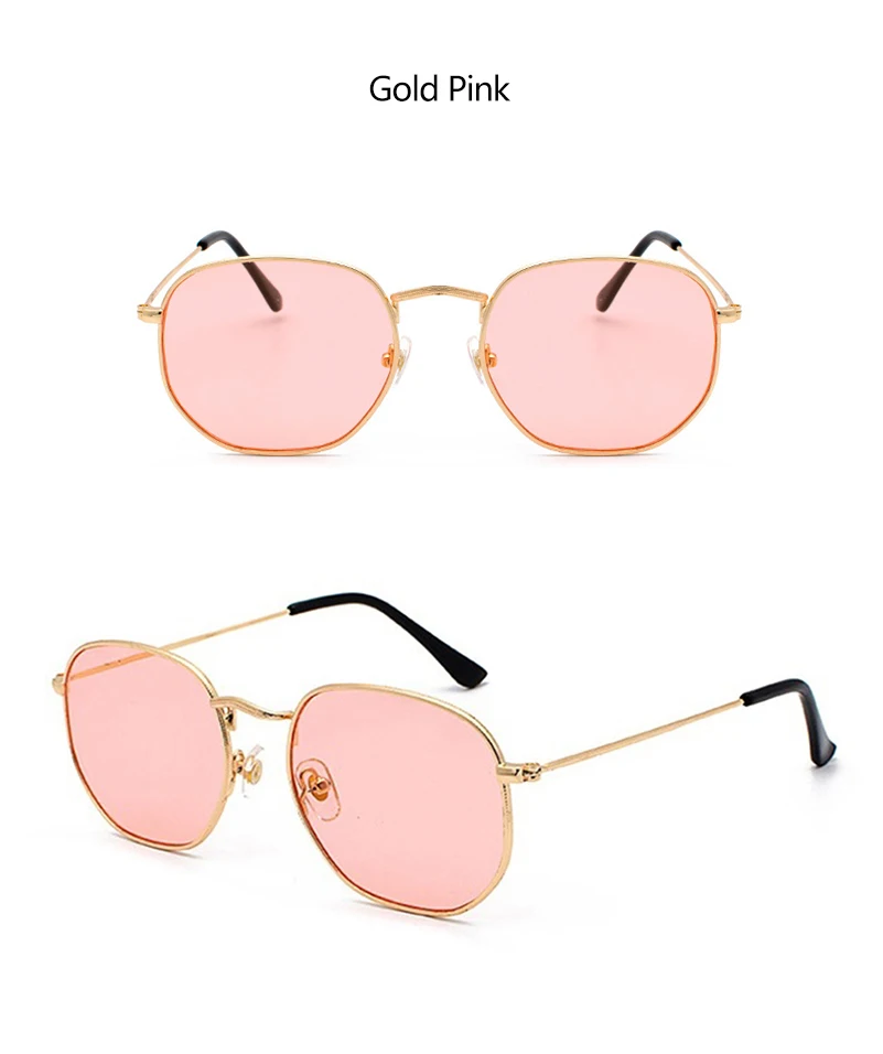 Hexagon Men Women Sunglasses Square Polygon Sun Glasses Brand Designer Retro Shades Metal Frame Eyewear TOP UV400 De Sol Hombre