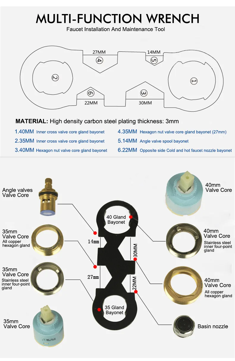 Tap Mixing High Spool Valve 25mm/35mm/40mm Faucet Accessories Ceramic Cartridge Faucet Cartridge Mixer Kitchen Bath Basin Shower