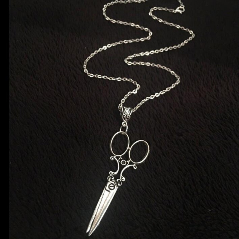 Vintage Scissor Pendant Necklace Women Men Gothic Goth Y2k Steampunk Long Collar Victorian Aesthetic Jewelry Grunge Accessories