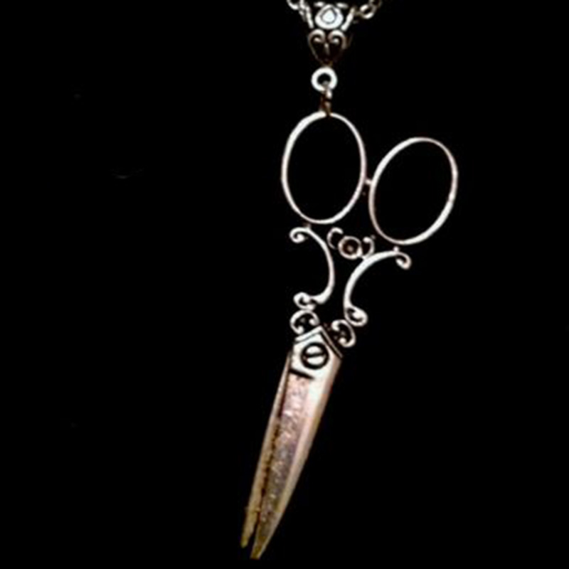 Vintage Scissor Pendant Necklace Women Men Gothic Goth Y2k Steampunk Long Collar Victorian Aesthetic Jewelry Grunge Accessories
