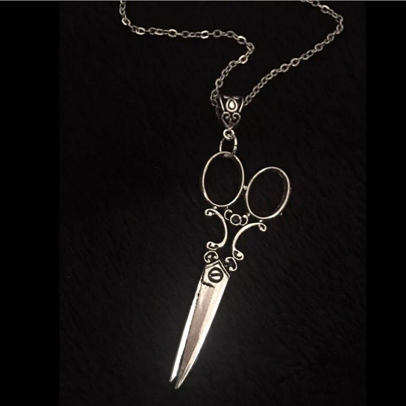 Vintage Scissor Pendant Necklace Women Men Gothic Goth Y2k Steampunk Long Collar Victorian Aesthetic Jewelry Grunge Accessories