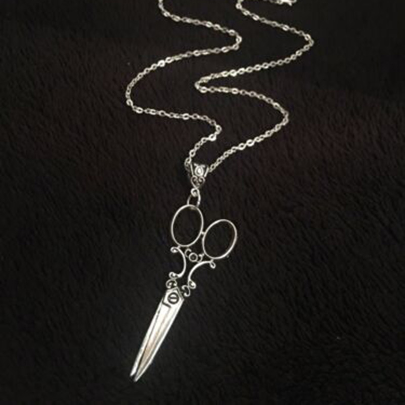 Vintage Scissor Pendant Necklace Women Men Gothic Goth Y2k Steampunk Long Collar Victorian Aesthetic Jewelry Grunge Accessories