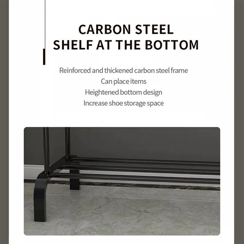 Double Rail Clothes Rack Standing Clothes Rail Shoes Rack Storage Shelf Wall Clothes Rack for Wardrobe Room Bedroom Living Room