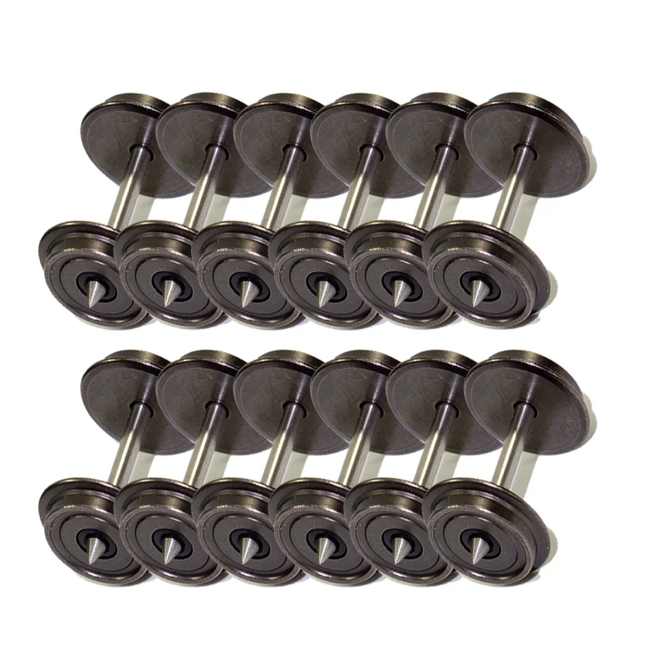 Evemodel 12pcs/24pcs Model Trains HO Scale 1:87 36" DC Wheelsets Metal Wheels C8724