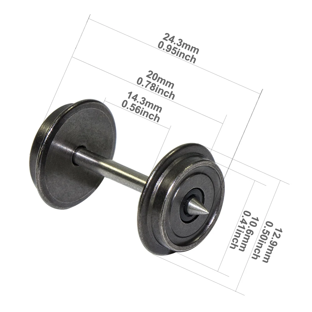 Evemodel 12pcs/24pcs Model Trains HO Scale 1:87 36" DC Wheelsets Metal Wheels C8724