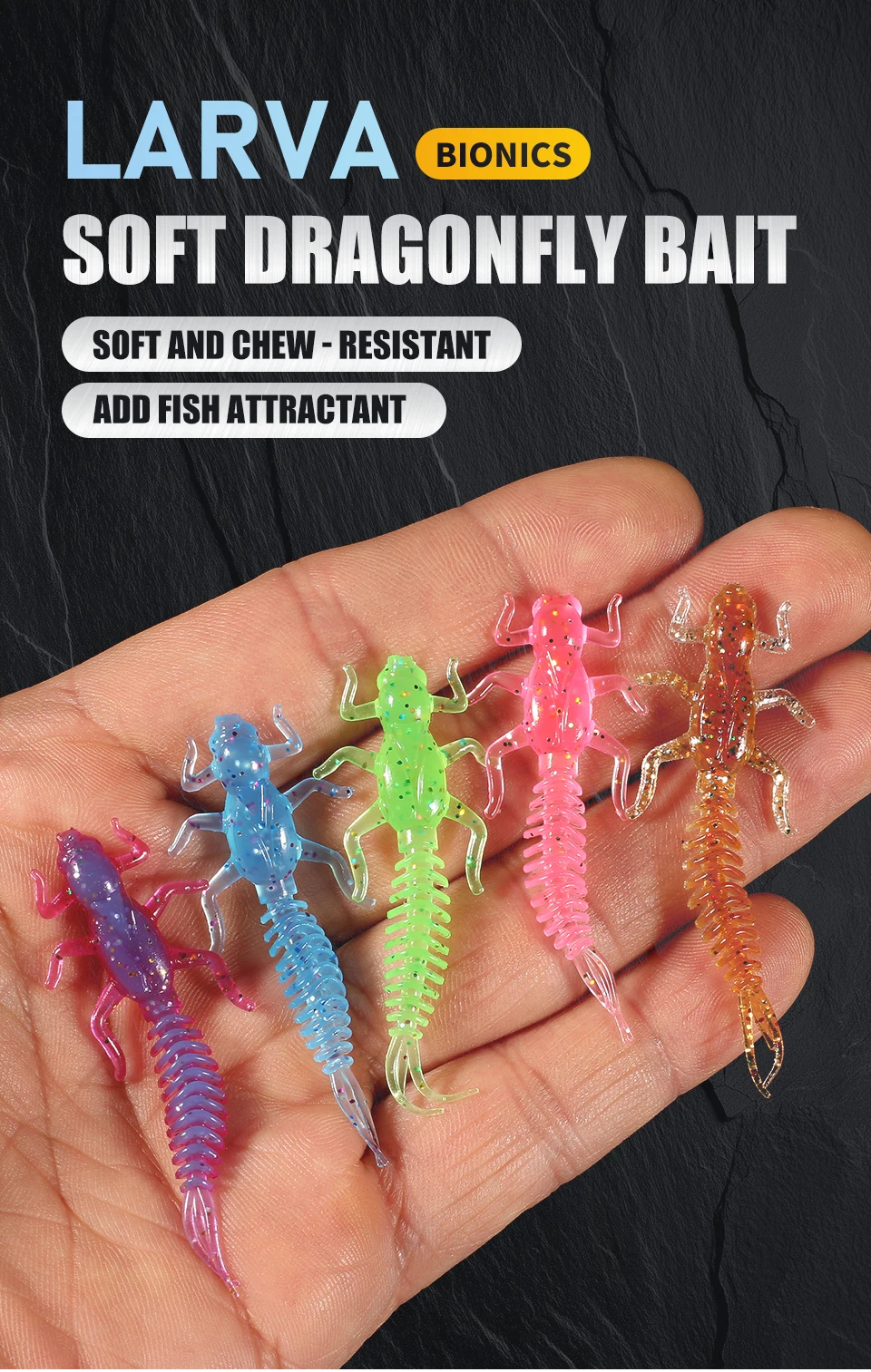 2019New Reach Soft Lures Soft Plastic Lures Larva 6cm/5cm Floating Freshwater Swimbaits Silicone Soft Bait Worm For Fishing