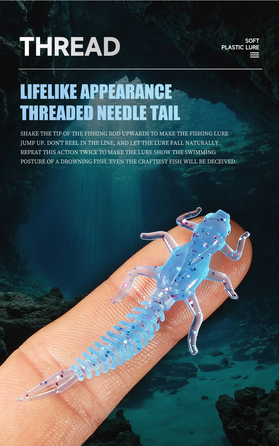 2019New Reach Soft Lures Soft Plastic Lures Larva 6cm/5cm Floating Freshwater Swimbaits Silicone Soft Bait Worm For Fishing