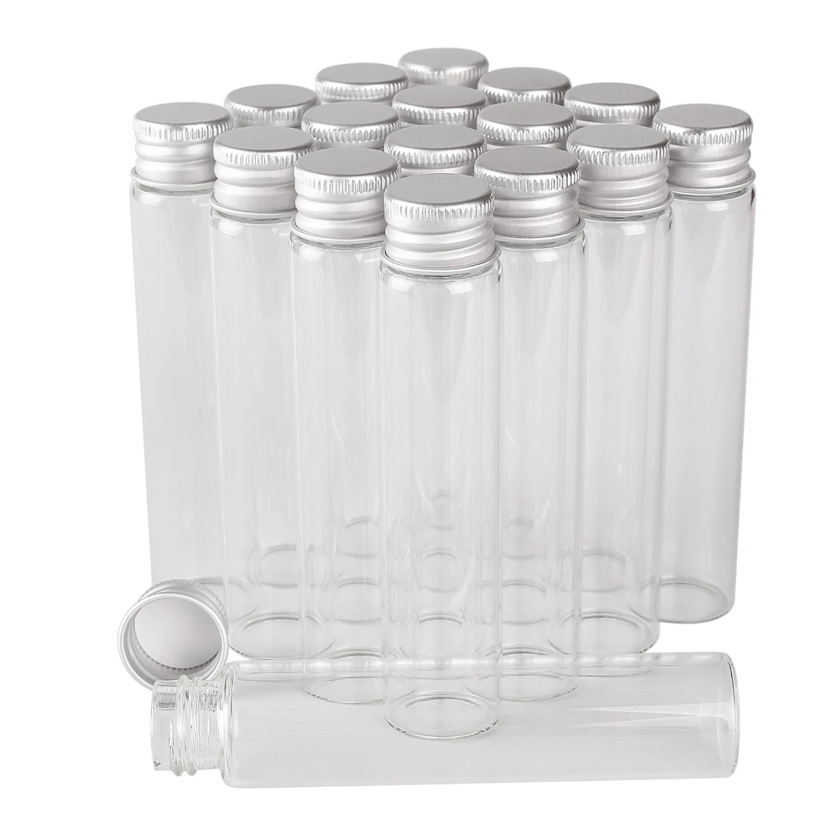 10 pieces 5ml/6ml/7ml/10ml/14ml/18ml/20ml/25ml/30ml Glass Bottles with Aluminium Lids Small Mini Glass Jars 9 Sizes U-pick