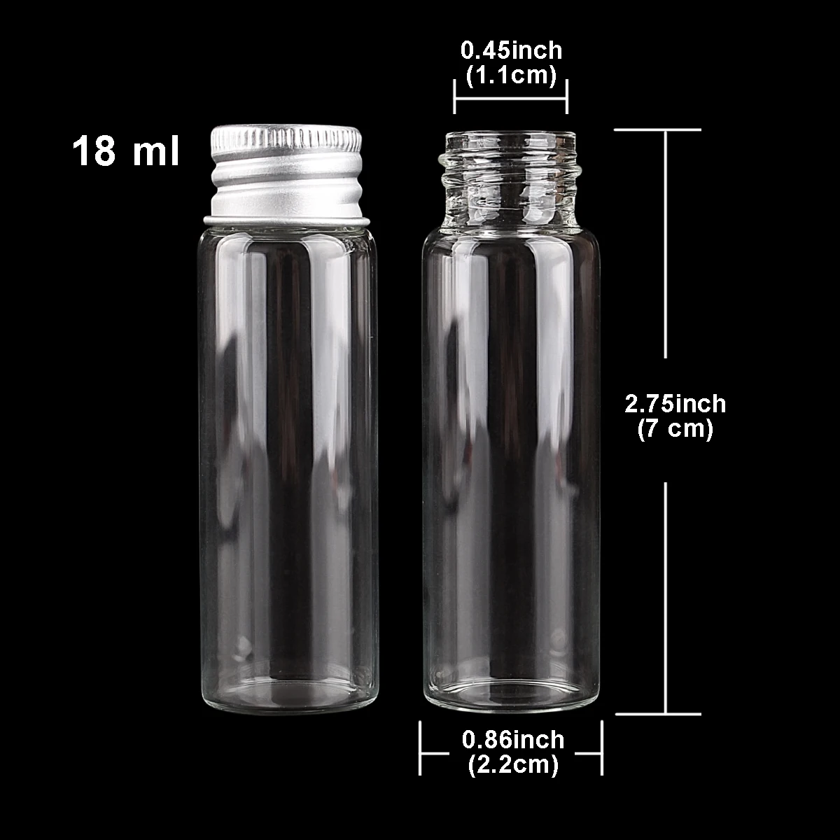 10 pieces 5ml/6ml/7ml/10ml/14ml/18ml/20ml/25ml/30ml Glass Bottles with Aluminium Lids Small Mini Glass Jars 9 Sizes U-pick