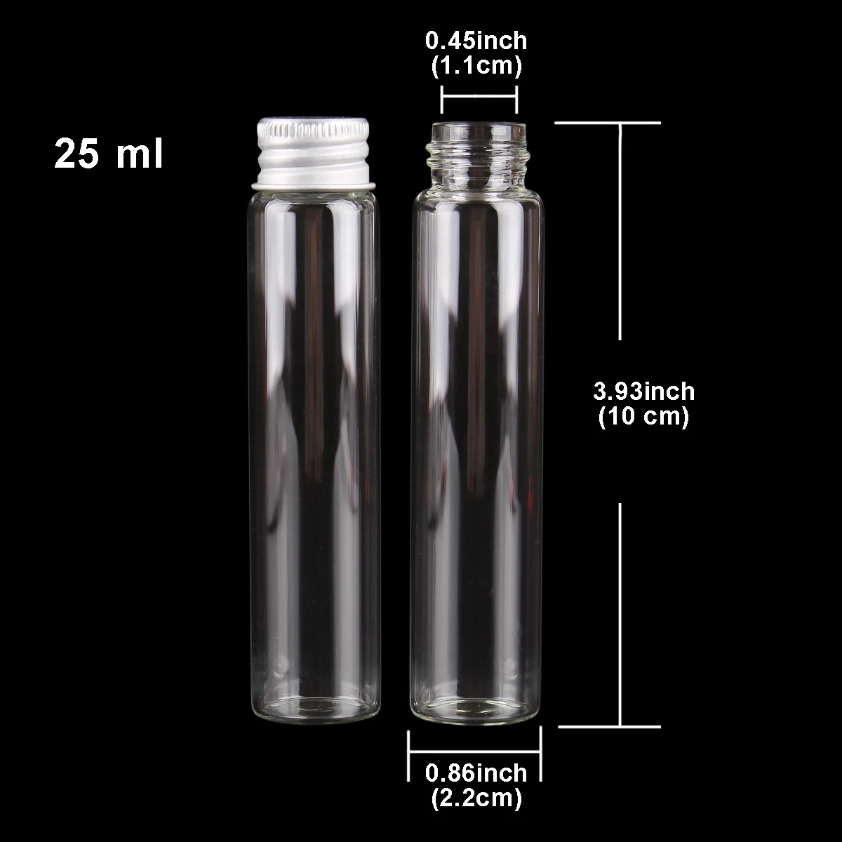 10 pieces 5ml/6ml/7ml/10ml/14ml/18ml/20ml/25ml/30ml Glass Bottles with Aluminium Lids Small Mini Glass Jars 9 Sizes U-pick