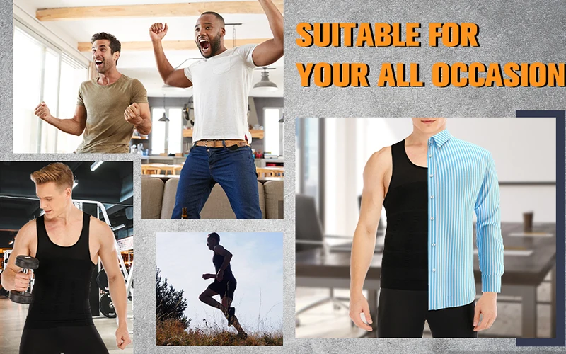 Mens Slimming Body Shaper Shapewear Abs Abdomen Compression Shirt to Hide Gynecomastia Moobs Workout Tank Tops Undershirts