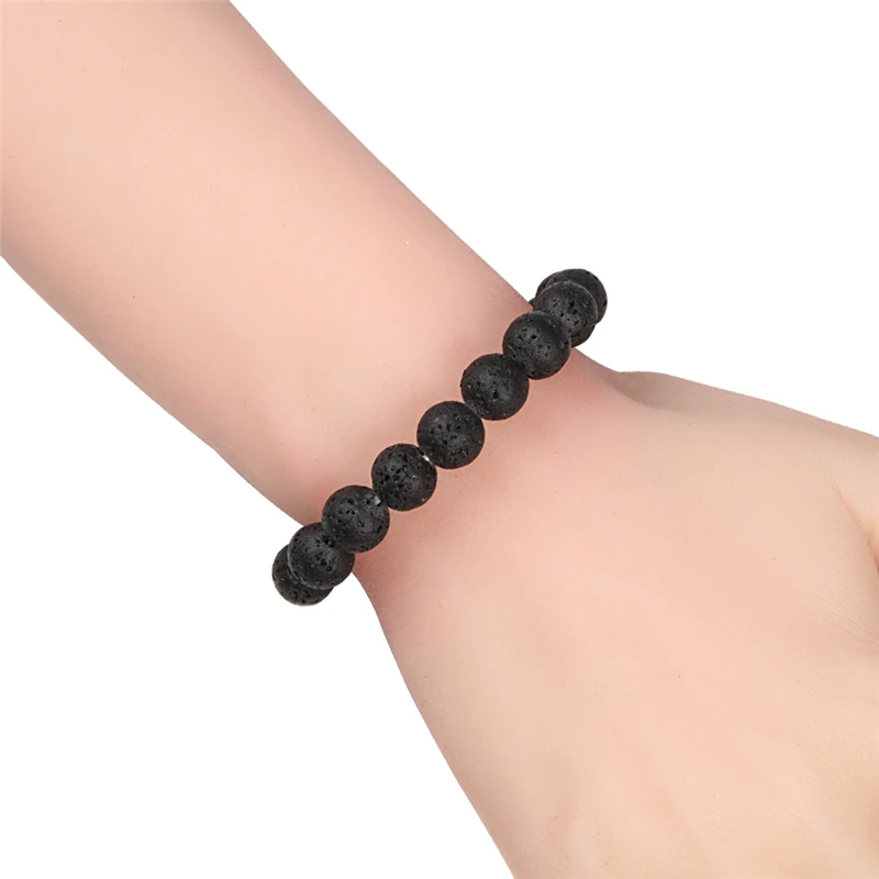 Charm Bracelet Natural Stone Beads 6/8/10mm Volcanic Lava Tiger Eye Beads Elastic Bracelets For Men Women Jewelry Pulsera Hombre