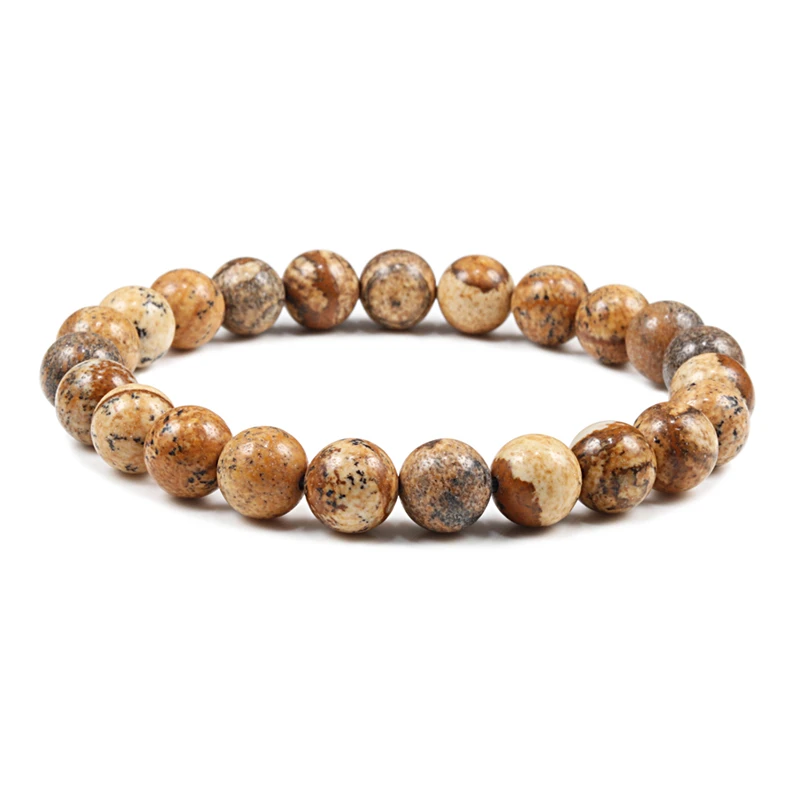 Charm Bracelet Natural Stone Beads 6/8/10mm Volcanic Lava Tiger Eye Beads Elastic Bracelets For Men Women Jewelry Pulsera Hombre