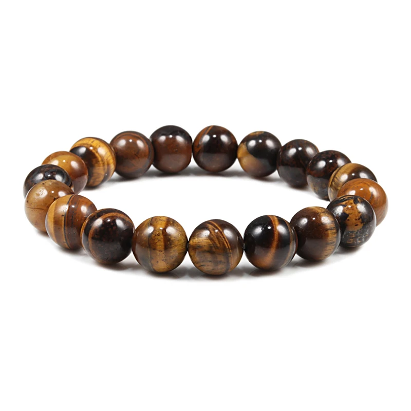 Charm Bracelet Natural Stone Beads 6/8/10mm Volcanic Lava Tiger Eye Beads Elastic Bracelets For Men Women Jewelry Pulsera Hombre