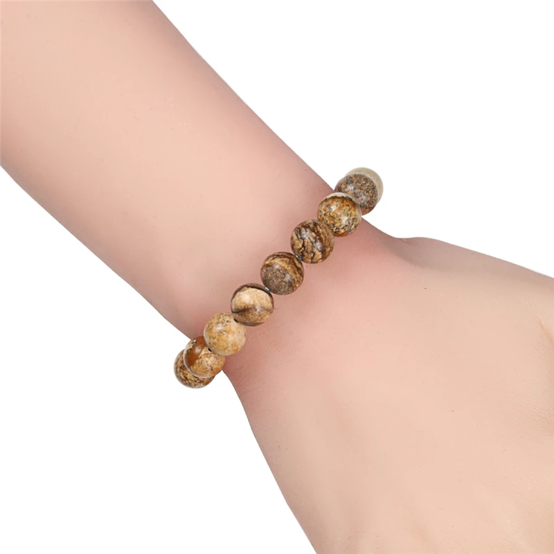 Charm Bracelet Natural Stone Beads 6/8/10mm Volcanic Lava Tiger Eye Beads Elastic Bracelets For Men Women Jewelry Pulsera Hombre