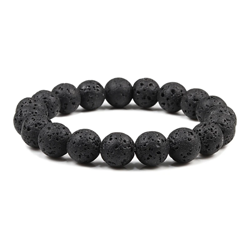 Charm Bracelet Natural Stone Beads 6/8/10mm Volcanic Lava Tiger Eye Beads Elastic Bracelets For Men Women Jewelry Pulsera Hombre