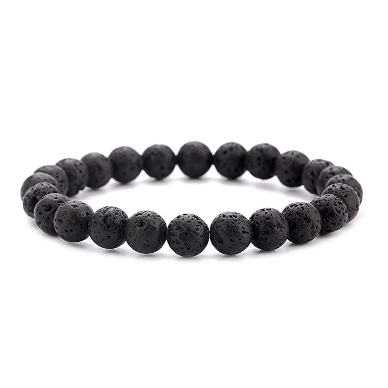 Charm Bracelet Natural Stone Beads 6/8/10mm Volcanic Lava Tiger Eye Beads Elastic Bracelets For Men Women Jewelry Pulsera Hombre