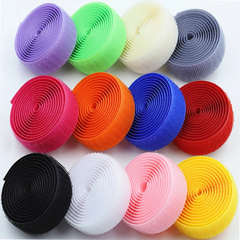 2/5/10Meter Sew on Hook and Loop Colour 20mm Non-Adhesive Fabric Fastener Interlocking Tape Nylon Strips Sticky DIY Craft Supply
