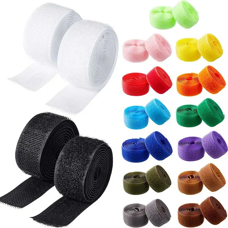 2/5/10Meter Sew on Hook and Loop Colour 20mm Non-Adhesive Fabric Fastener Interlocking Tape Nylon Strips Sticky DIY Craft Supply