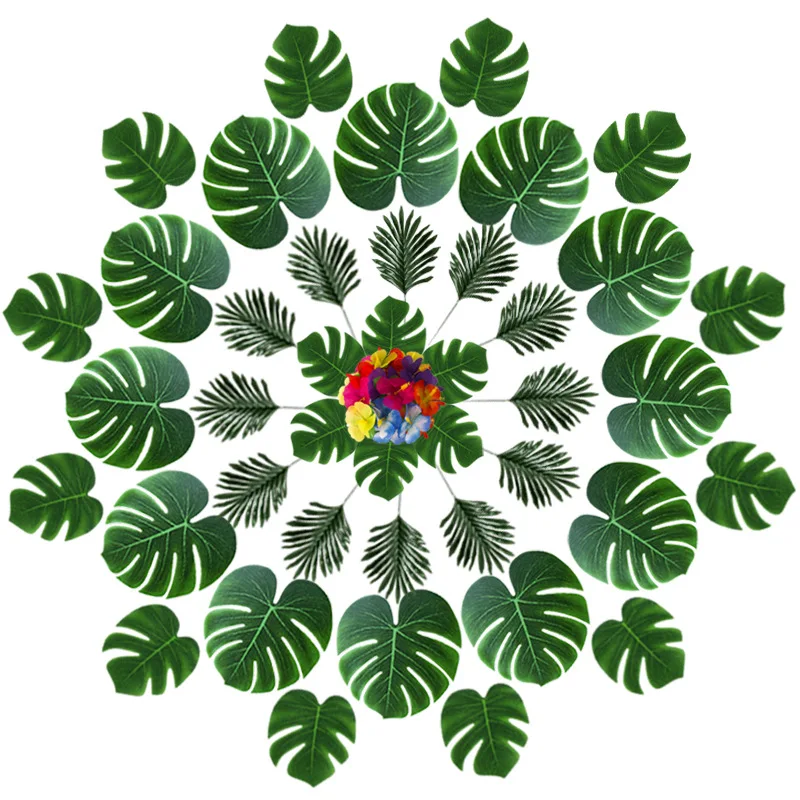 12pcs Tropical Palm Leaves Artifici Leaf Decor Wedding Decoration Green Jungle Plant Leaf Hawaiian Luau Home Party Decoration