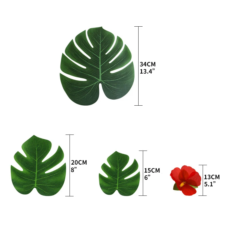12pcs Tropical Palm Leaves Artifici Leaf Decor Wedding Decoration Green Jungle Plant Leaf Hawaiian Luau Home Party Decoration