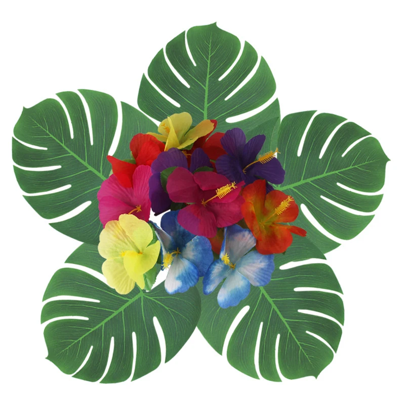 12pcs Tropical Palm Leaves Artifici Leaf Decor Wedding Decoration Green Jungle Plant Leaf Hawaiian Luau Home Party Decoration