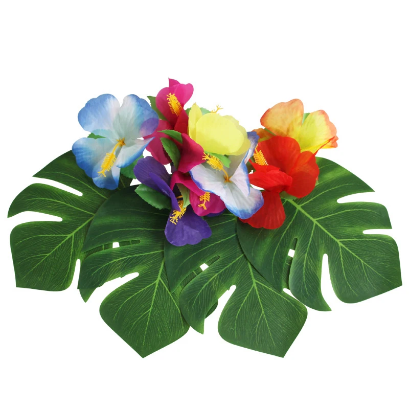 12pcs Tropical Palm Leaves Artifici Leaf Decor Wedding Decoration Green Jungle Plant Leaf Hawaiian Luau Home Party Decoration