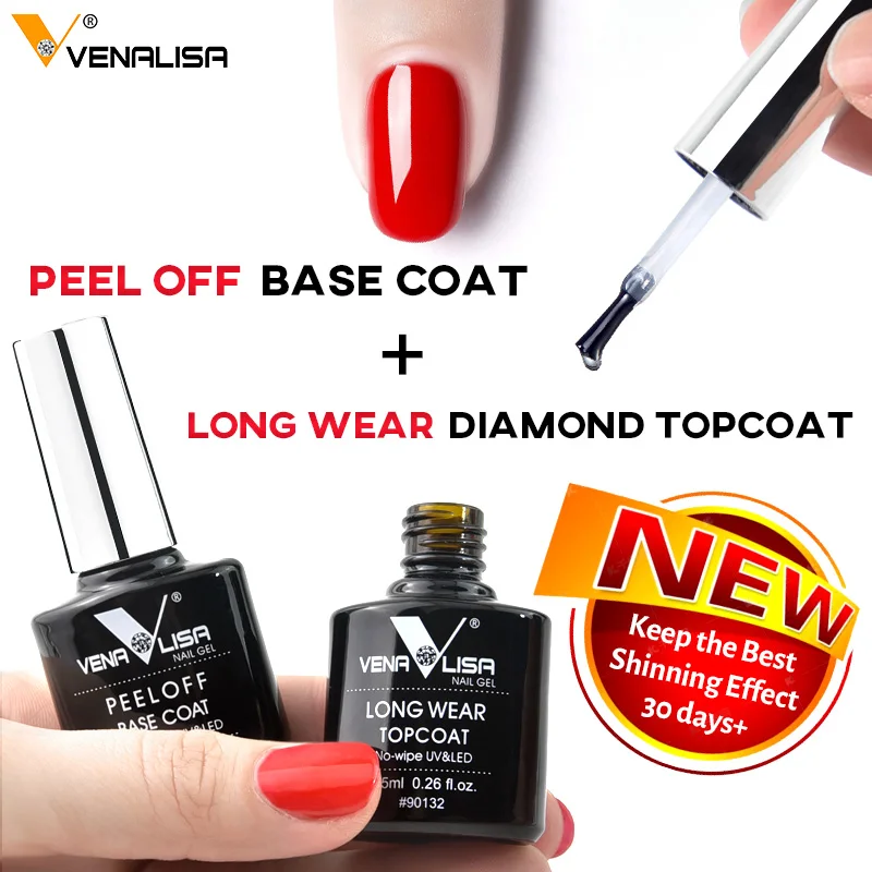 VENALISA TPO FREE Easy Peel Off Water Base Coat Long Wear Tempered Nowipe Top Coat Basic Nail Gel Polish Enamel Varnish Gels