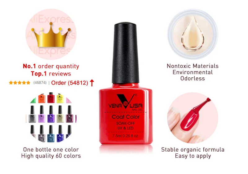 VENALISA TPO FREE Easy Peel Off Water Base Coat Long Wear Tempered Nowipe Top Coat Basic Nail Gel Polish Enamel Varnish Gels