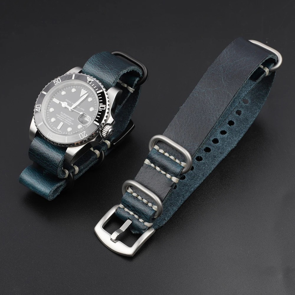 Crazy Horse Leather Watchband 20mm 22mm 24mm Vintage Coffee Brown Cowhide Strap for Men Women Wristbands Watch Replacement
