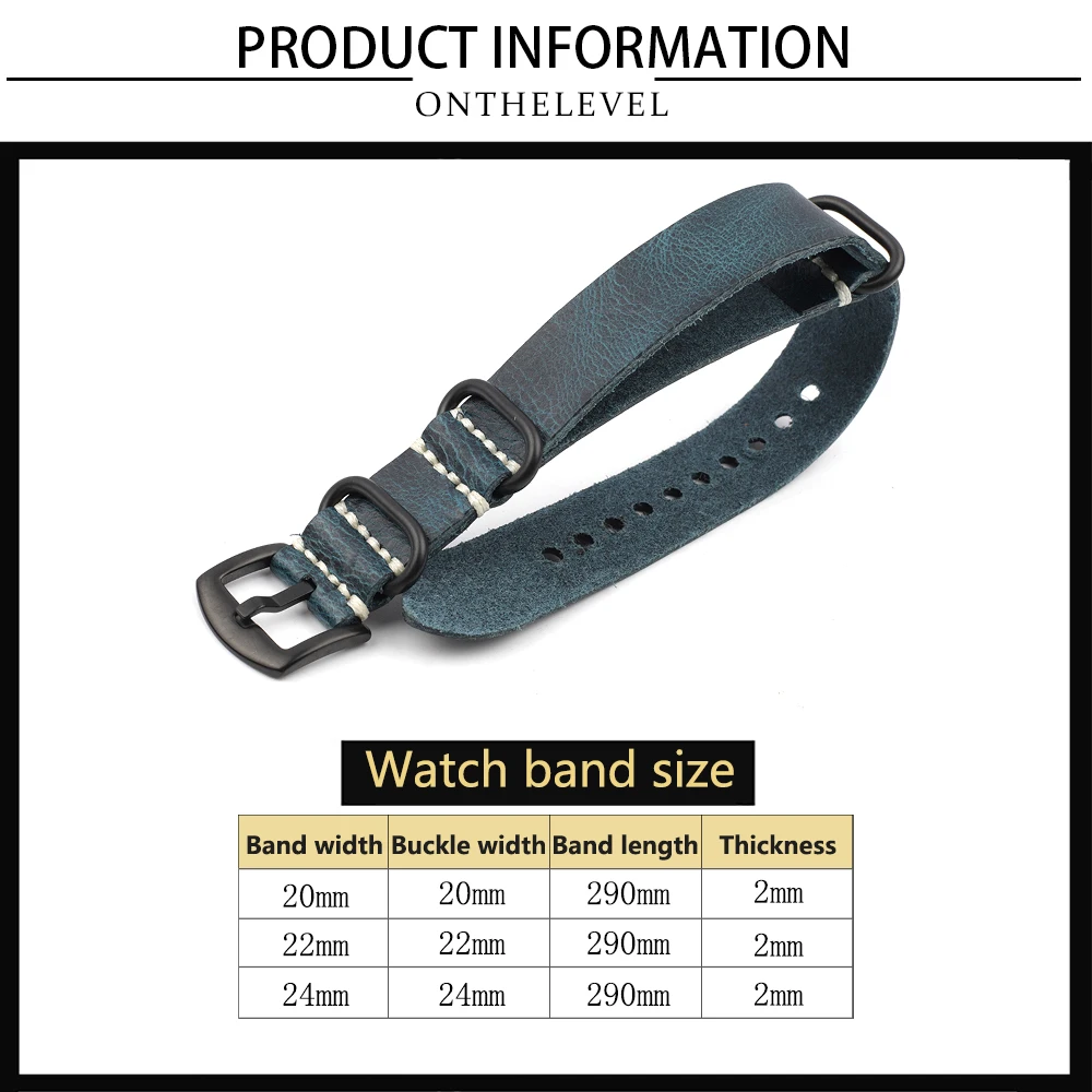 Crazy Horse Leather Watchband 20mm 22mm 24mm Vintage Coffee Brown Cowhide Strap for Men Women Wristbands Watch Replacement