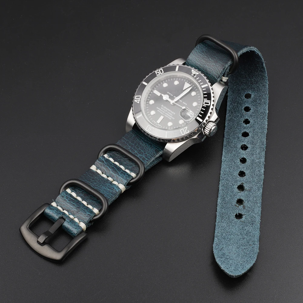 Crazy Horse Leather Watchband 20mm 22mm 24mm Vintage Coffee Brown Cowhide Strap for Men Women Wristbands Watch Replacement