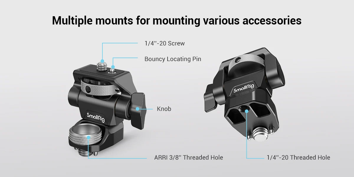 SmallRig DSLR Camera Adjustable Camera Monitor Holder Swivel and Tilt Adjustable Monitor Mount with ARRI-Style Mount 2903C