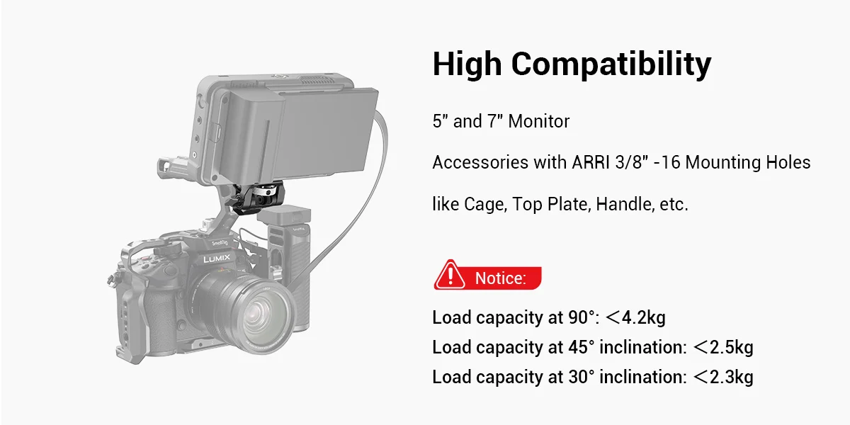 SmallRig DSLR Camera Adjustable Camera Monitor Holder Swivel and Tilt Adjustable Monitor Mount with ARRI-Style Mount 2903C