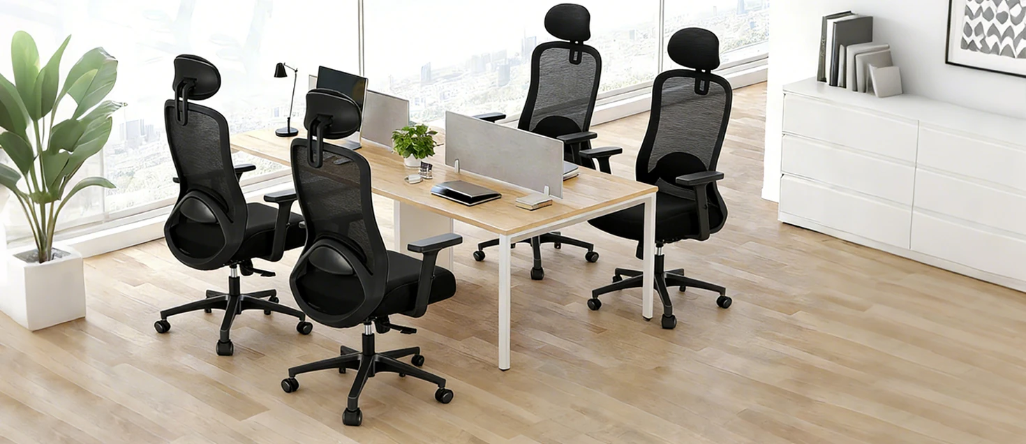 Durrafy Ergonomic Office Chair High Back Adjustable Armrests Lumbar Support 90°-130° Tilt Lockable Mesh Computer Chair Black