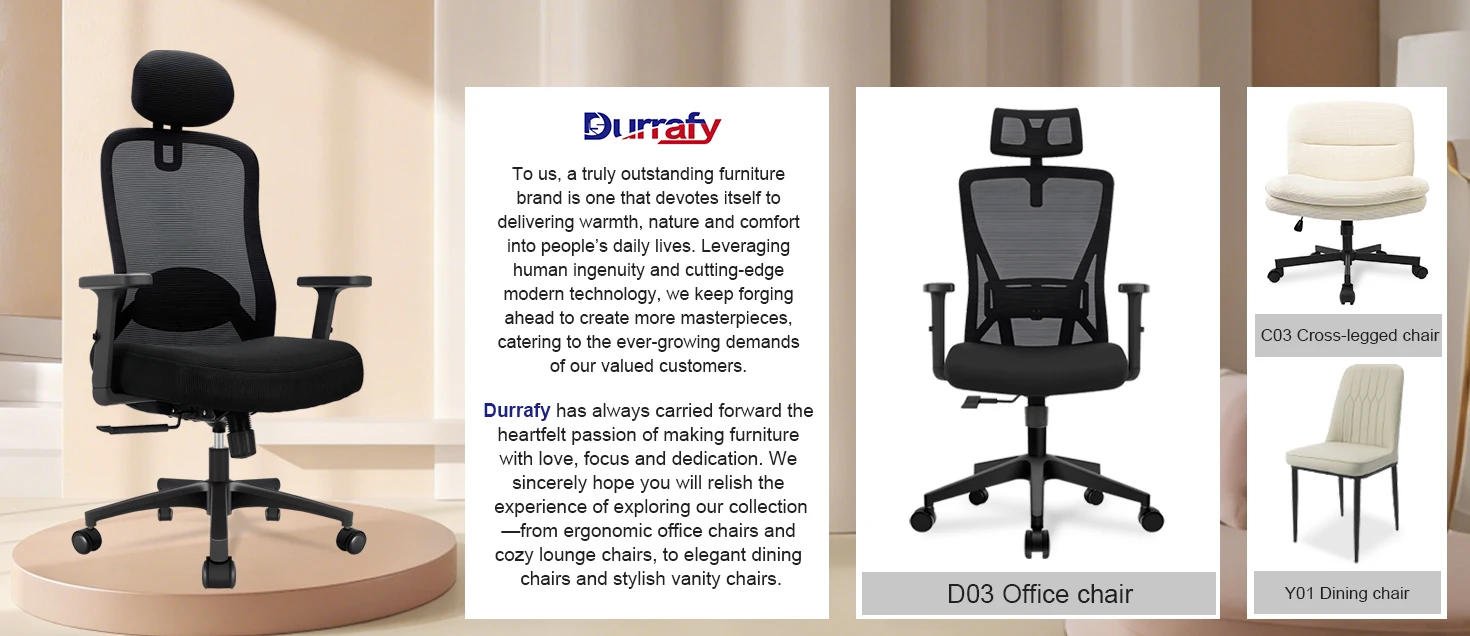 Durrafy Ergonomic Office Chair High Back Adjustable Armrests Lumbar Support 90°-130° Tilt Lockable Mesh Computer Chair Black