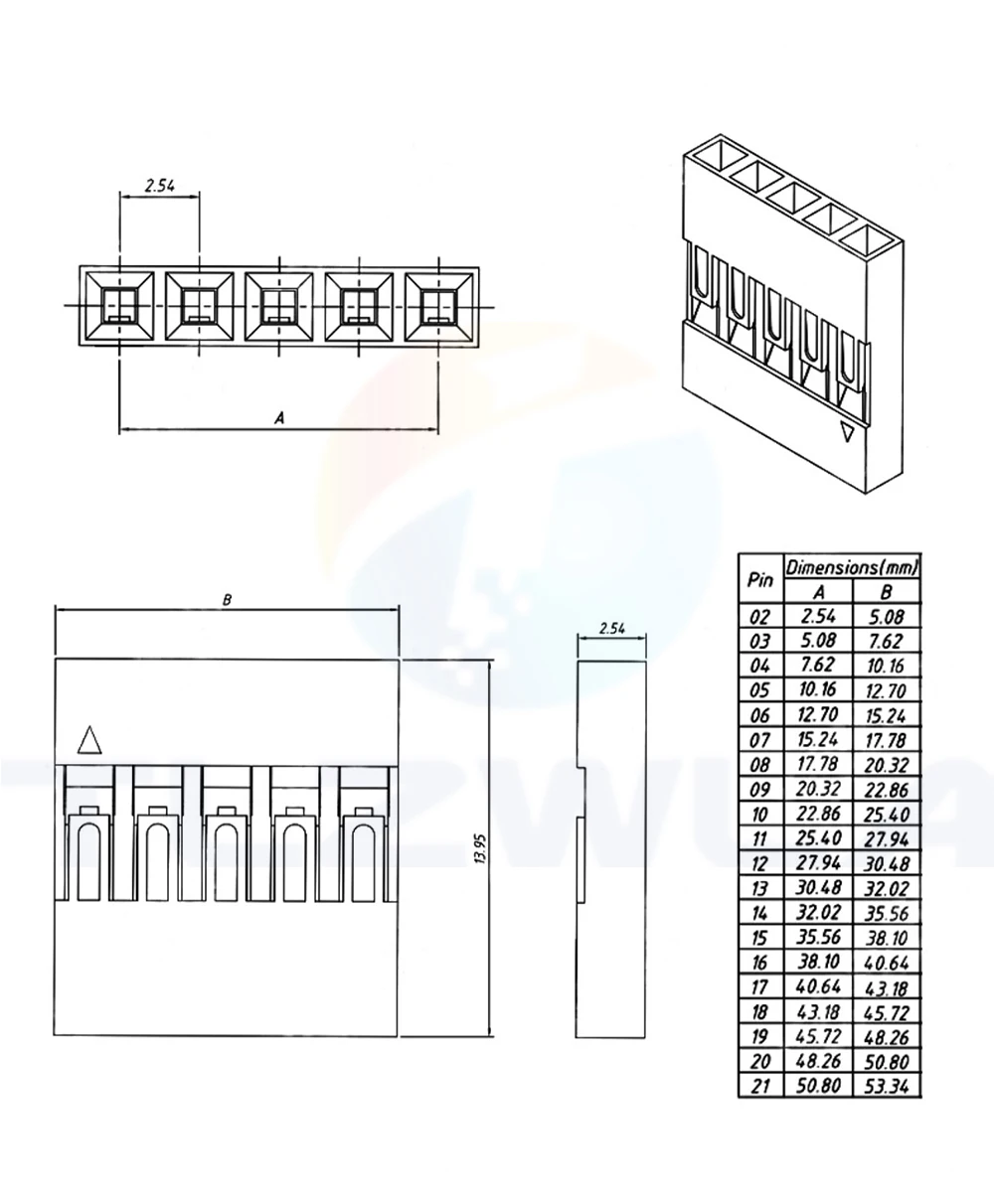 Dupont Plastic Shell Plug 2.54mm Single Row Dupont Connector 1P/2P/3P/4P/5P/6P/7P/8P/9P/10P Housing