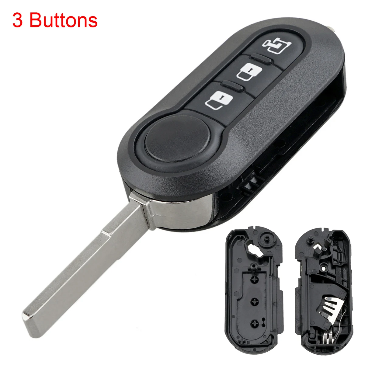 3 Buttons Car Key Remote Control Folding Housing Replacement Key Shell Case Fit for Fiat 500 Panda Punto Bravo