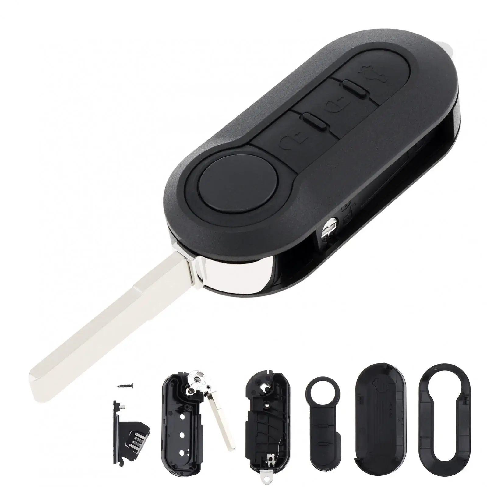 3 Buttons Car Key Remote Control Folding Housing Replacement Key Shell Case Fit for Fiat 500 Panda Punto Bravo