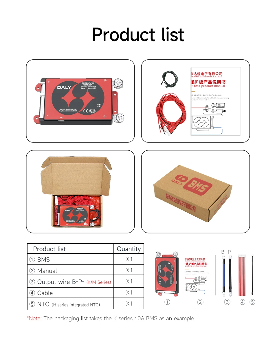 Daly BMS Lifepo4 4S 12V with NTC 4S BMS Protection Circuit 20A 40A 60A 100A 150A 200A 12V 24V 36V 48V 60V 72V BMS Battery