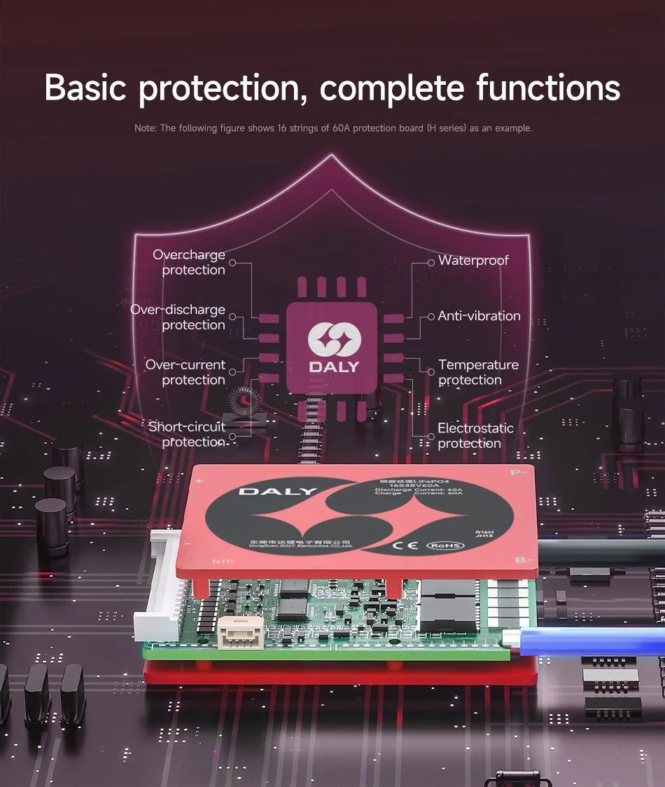 Daly BMS Lifepo4 4S 12V with NTC 4S BMS Protection Circuit 20A 40A 60A 100A 150A 200A 12V 24V 36V 48V 60V 72V BMS Battery