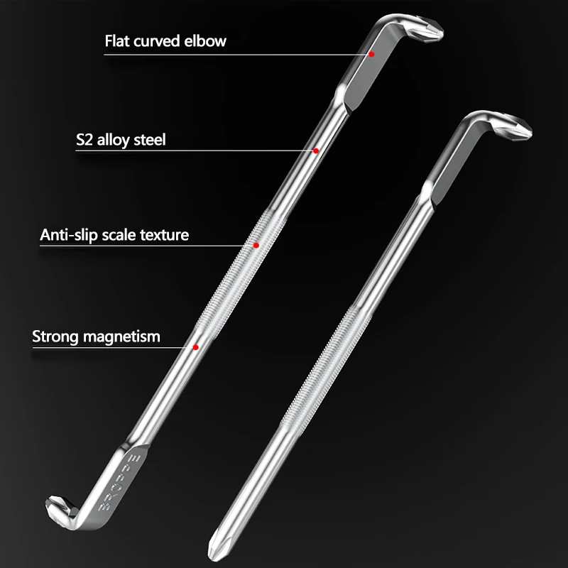 BROPPE Z-Type Screwdriver L-Shaped 90-Degree Right-Angle Elbow Bend Phillips/Slotted With Magnetic Short Screwdriver