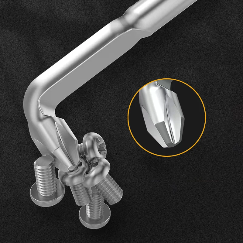 BROPPE Z-Type Screwdriver L-Shaped 90-Degree Right-Angle Elbow Bend Phillips/Slotted With Magnetic Short Screwdriver