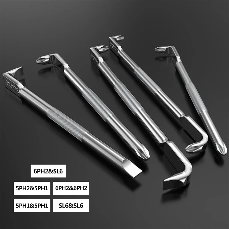 BROPPE Z-Type Screwdriver L-Shaped 90-Degree Right-Angle Elbow Bend Phillips/Slotted With Magnetic Short Screwdriver