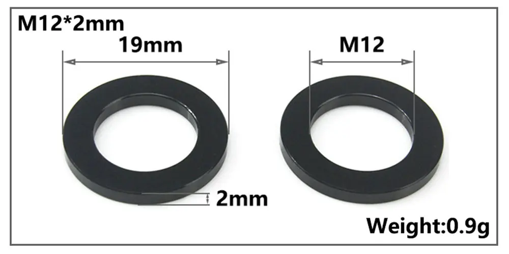 Bicycle Thru Axle Washer M12x1mm/2mm/3mm/4mm Axle Washers M12 Washer Hubs Tube Shaft Skewers Washers Flat/Conical Washer