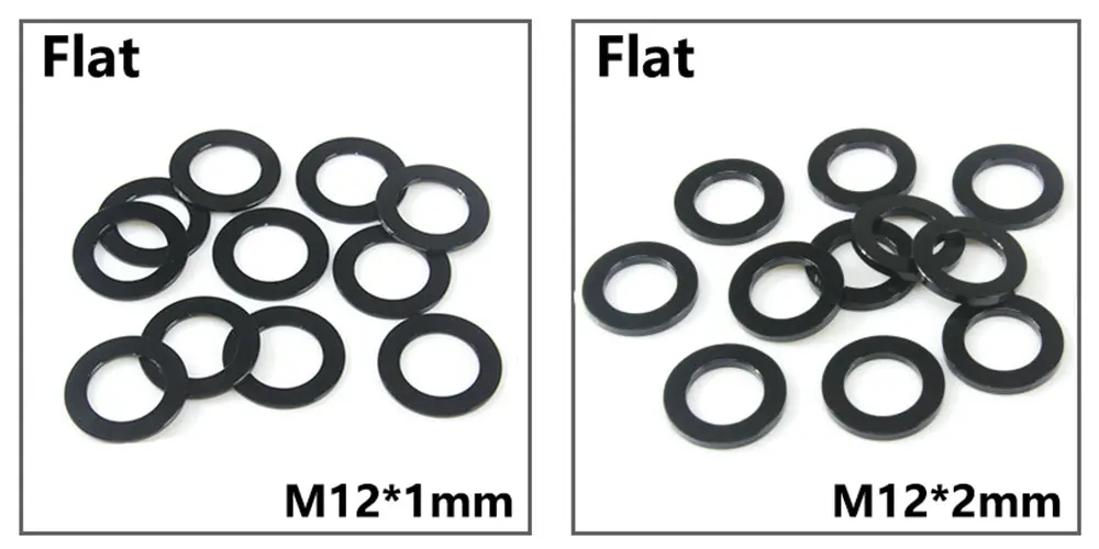 Bicycle Thru Axle Washer M12x1mm/2mm/3mm/4mm Axle Washers M12 Washer Hubs Tube Shaft Skewers Washers Flat/Conical Washer